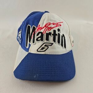 Vintage Mark Martin 6 NASCAR Hat Mens Blue White AJD Valvoline Racing Snapback